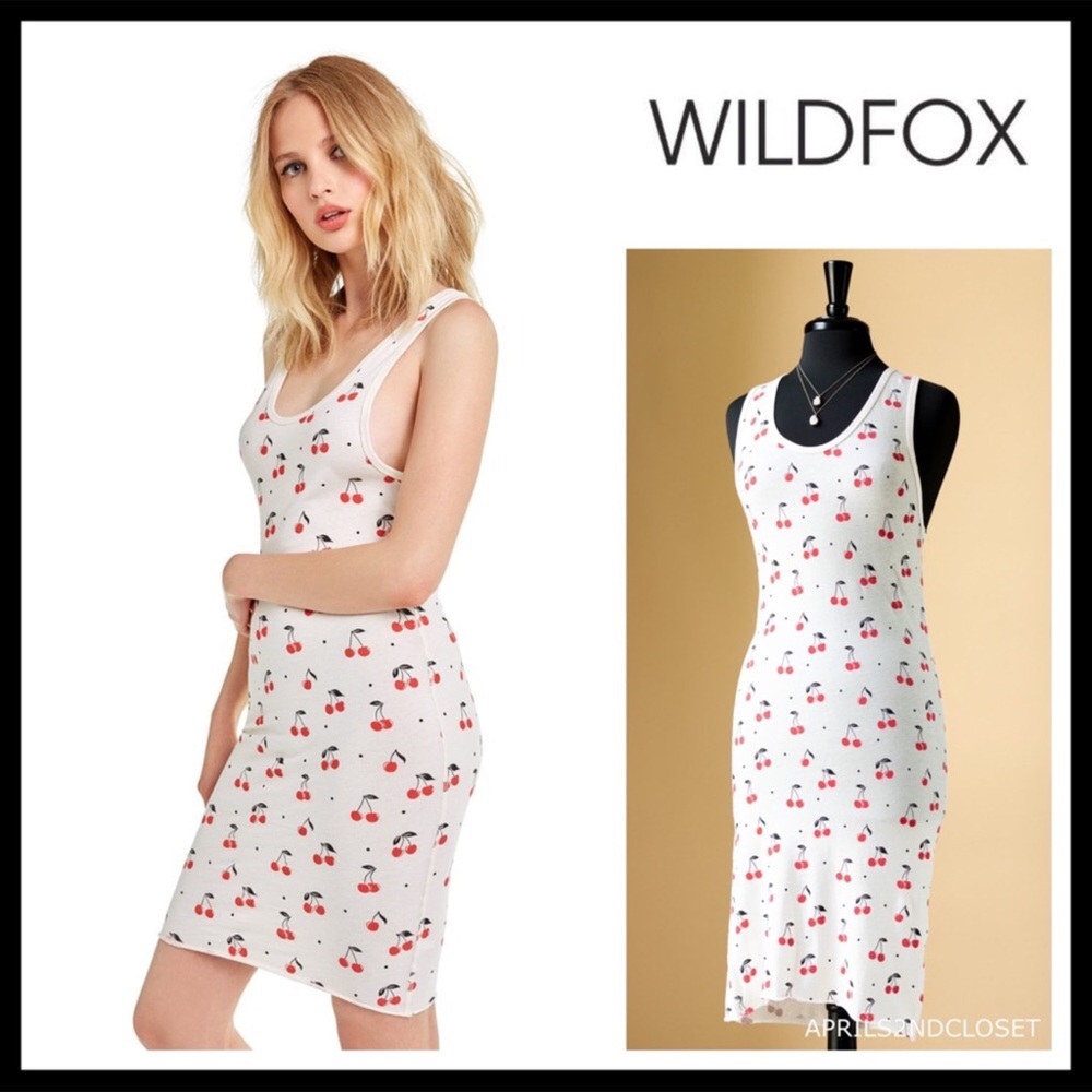 WILDFOX CHERRY PRINT BOHO MINI TANK DRESS A2C - Picture 8 of 8
